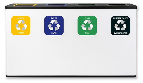 Alda Sestava na tříděný odpad Eko Station 4 x 60 l, lakovaná ocel, bílá/černé víko