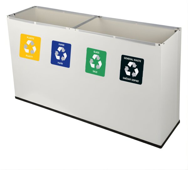Alda Sestava na tříděný odpad Eko Station 4 x 60 l, lakovaná ocel, bílá/černé víko