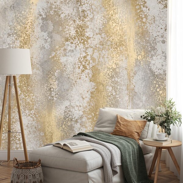 Tapeta abstraktní zlatá patina v glamour stylu