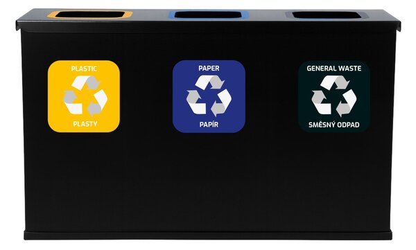 Alda Sestava na tříděný odpad Eko Station Mini, 3 x 12L, lakovaná ocel, černá