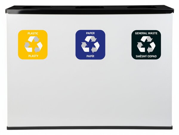 Alda Sestava na tříděný odpad Eko Station 3 x 60 l, lakovaná ocel, bílá/černé víko