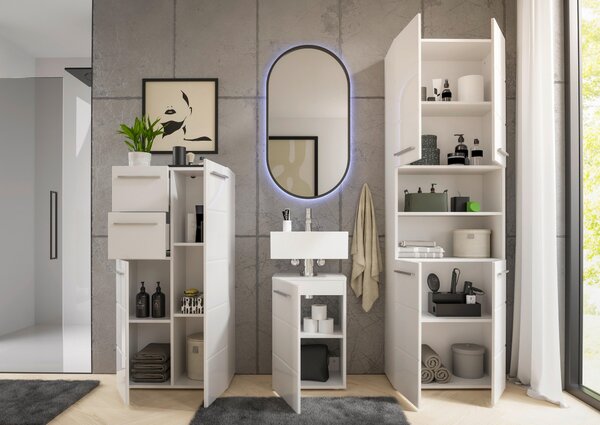 SKŘÍŇKA POD UMYVADLO, vysoce lesklá bílá, bílá, 40/60/31 cm MID.YOU - Koupelnové série, Online Only