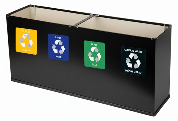 Alda Sestava na tříděný odpad Eko Station Mini, 4 x 12L, lakovaná ocel, černá