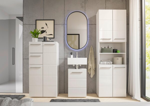 SKŘÍŇKA POD UMYVADLO, vysoce lesklá bílá, bílá, 40/60/31 cm MID.YOU - Koupelnové série, Online Only