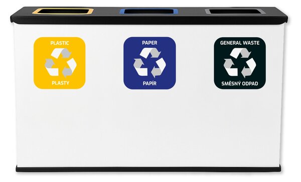Alda Sestava na tříděný odpad Eko Station Mini, 3 x 12L, lakovaná ocel, bílá/černé víko