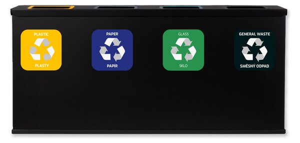 Alda Sestava na tříděný odpad Eko Station Mini, 4 x 12L, lakovaná ocel, černá