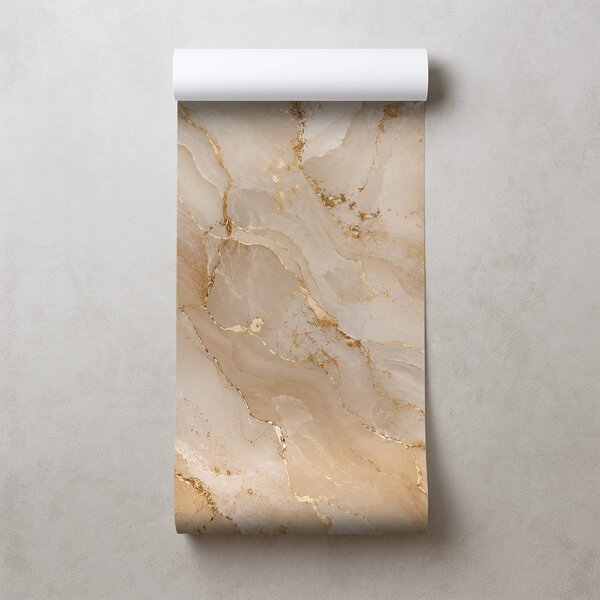 Tapeta béžový mramor se zlatými žilkami