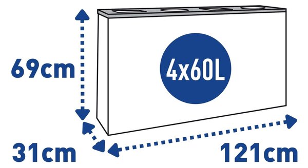 Alda Sestava na tříděný odpad Eko Station 4 x 60 l, lakovaná ocel, černá