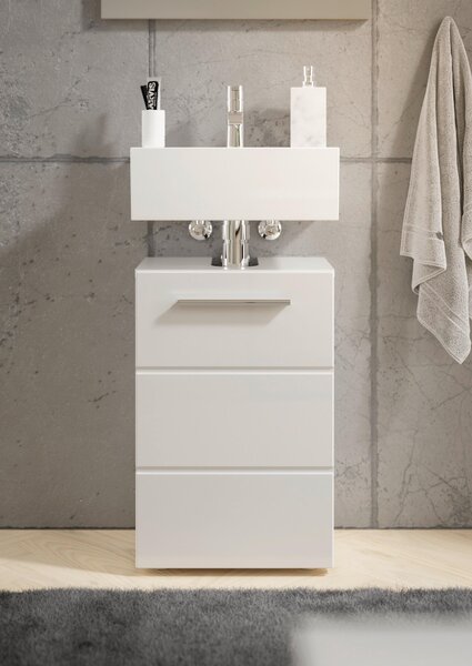 SKŘÍŇKA POD UMYVADLO, vysoce lesklá bílá, bílá, 40/60/31 cm MID.YOU - Koupelnové série, Online Only