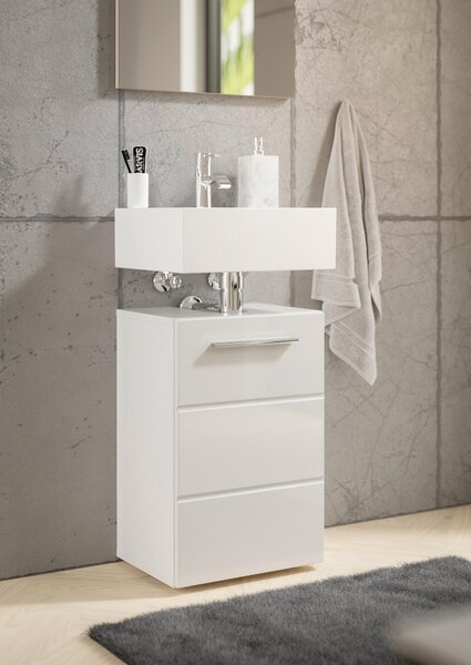 SKŘÍŇKA POD UMYVADLO, vysoce lesklá bílá, bílá, 40/60/31 cm MID.YOU - Koupelnové série, Online Only