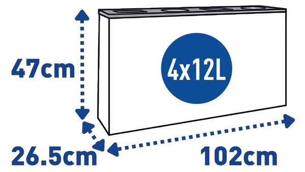 Alda Sestava na tříděný odpad Eko Station Mini, 4 x 12L, lakovaná ocel, bílá/černé víko