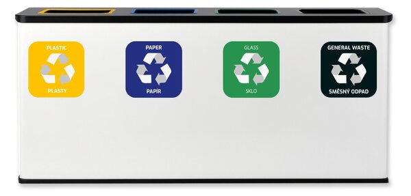 Alda Sestava na tříděný odpad Eko Station Mini, 4 x 12L, lakovaná ocel, bílá/černé víko