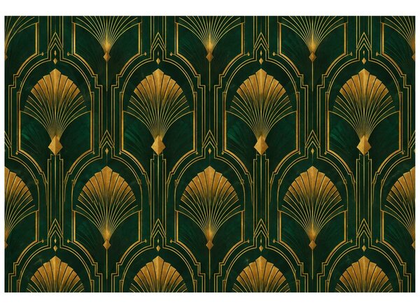 Fototapeta zlaté art deco vějíře na zelené