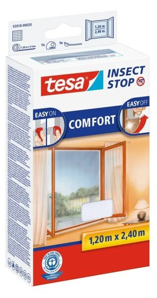 Tesa ® Insect Stop Síť proti hmyzu COMFORT na francouzská okna – bílá 1,2 × 2,4 m, 55918-00020-00