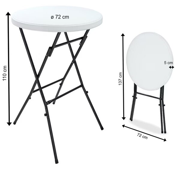 Deuba Skládací barový stůl Ø72 cm - bílý