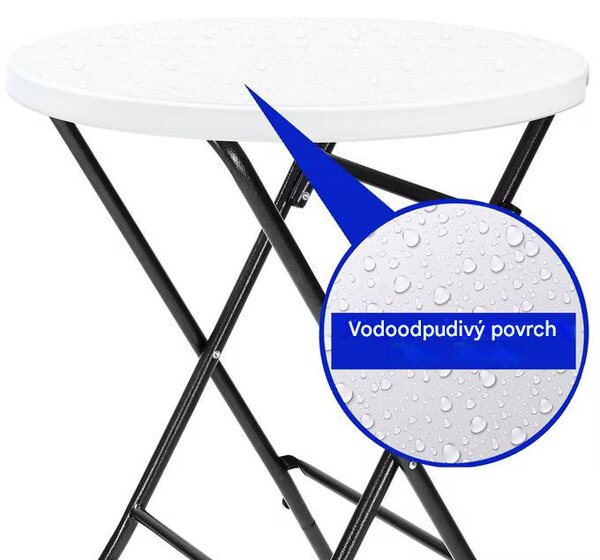 Deuba Skládací barový stůl Ø72 cm - bílý