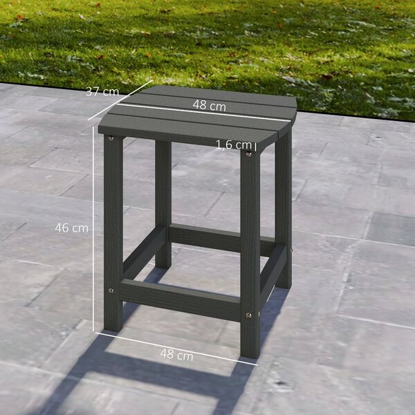 Outsunny venkovní odkládací stolek 48 x 37 x 46 cm, odolný HDPE, šedý | Aosom