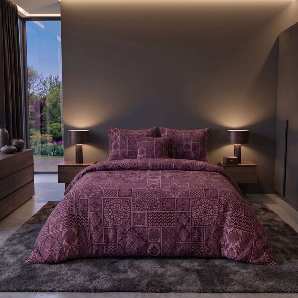 Kvalitex Bavlněné povlečení renforcé TOKYO vínové 1x 140/200, 1x 70/90cm