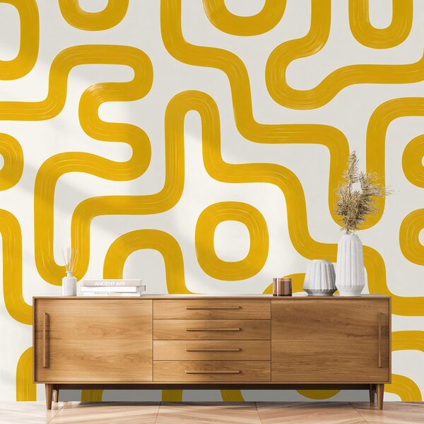 Tapeta žluté retro geometrické linie