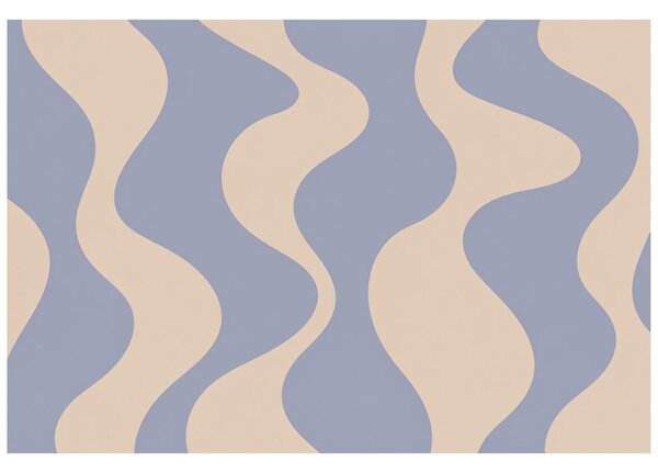 Fototapeta minimalistické béžové vlny na modré