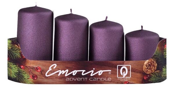 Emocio Adventní svíčky, drápané matné švestkové 40 mm