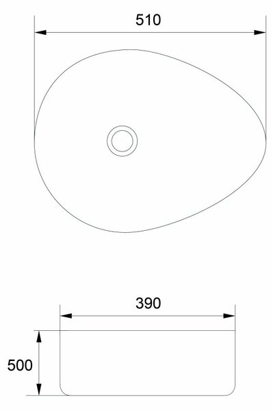Mereo, Mereo Umyvadlo na desku bez přepadu, Doren, 520x400x130 mm, slza, keramické, MER-UC524013