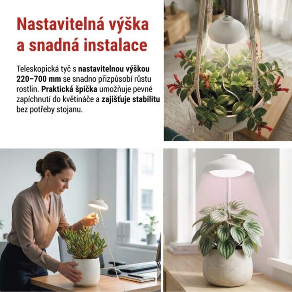EMOS LED GROW pěstební lampa 5W, časovač, bílá