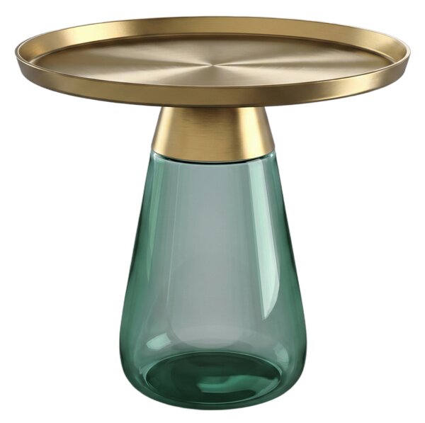 Odkládací stolek DROP Ø60 x 52 cm zelené sklo/bronz