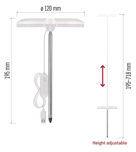 EMOS LED GROW pěstební lampa 8W, časovač, stmívatelná, bílá