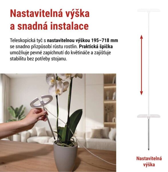 EMOS LED GROW pěstební lampa 8W, časovač, stmívatelná, bílá