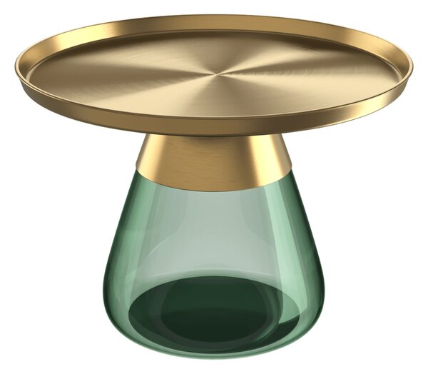 Odkládací stolek DROP Ø60 x 43 cm zelené sklo/bronz