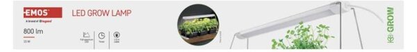 EMOS LED GROW pěstební lampa na sazenice 15W, časovač, bílá