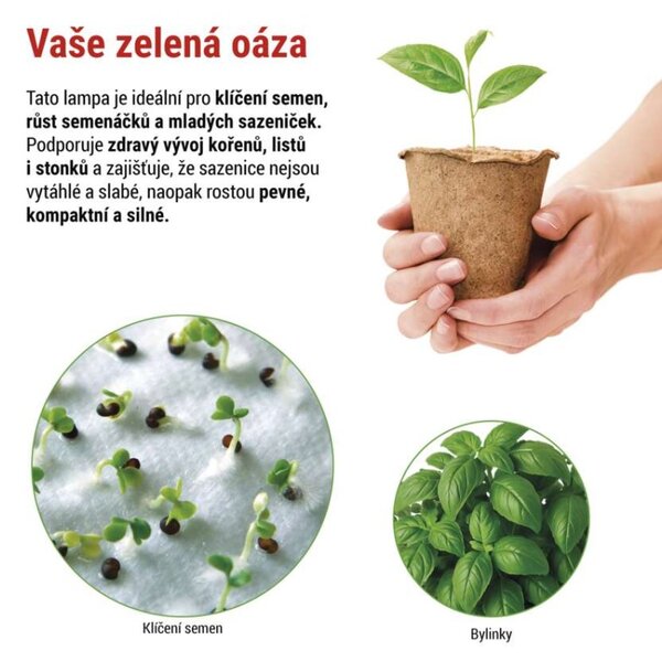EMOS LED GROW pěstební lampa na sazenice 15W, časovač, bílá