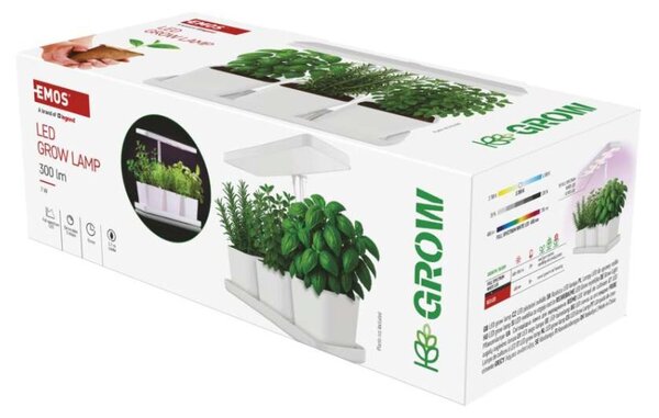 EMOS LED GROW pěstební lampa 7W, časovač, stmívatelná, bílá