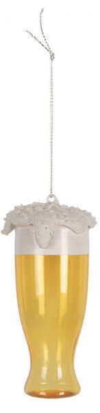 Skleněná vánoční ozdoba půllitr s pivem – 7x14 cm