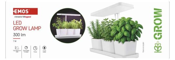 EMOS LED GROW pěstební lampa 7W, časovač, stmívatelná, bílá