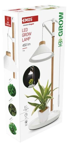 EMOS LED GROW pěstební lampa 7 W, časovač, bílá 1538900050