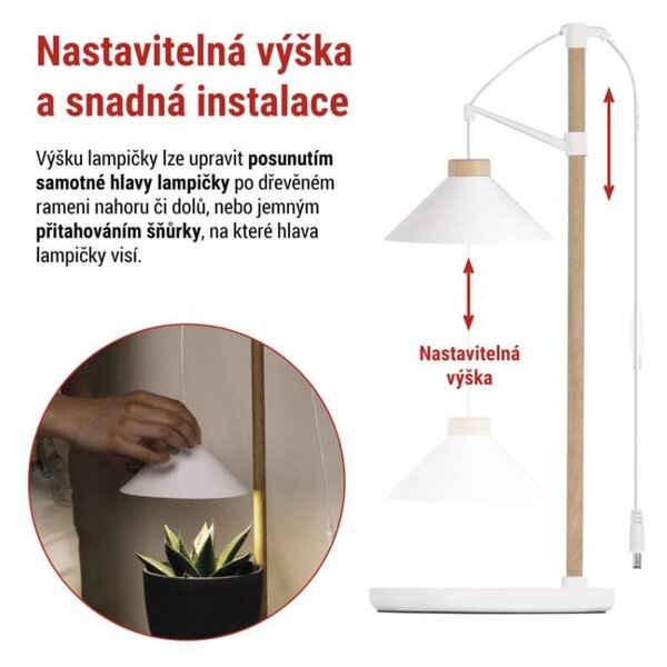 EMOS LED GROW pěstební lampa 7 W, časovač, bílá 1538900050