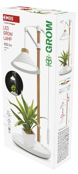 EMOS LED GROW pěstební lampa 7 W, časovač, bílá 1538900050