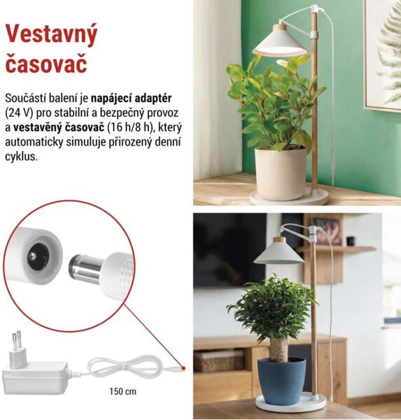 EMOS LED GROW pěstební lampa 7 W, časovač, bílá 1538900050