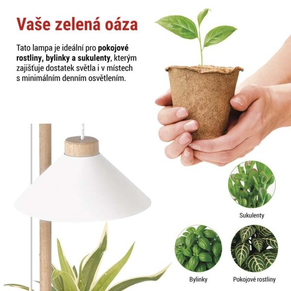 EMOS LED GROW pěstební lampa 7 W, časovač, bílá 1538900050