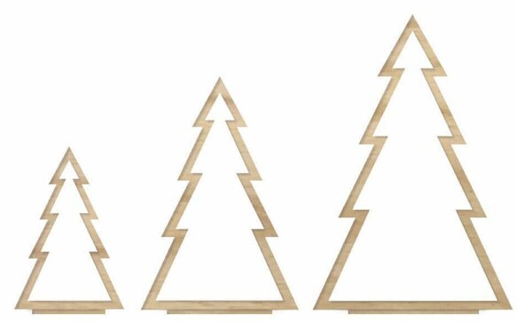 Felius Dřevěná sada vánočních stromečků - vykrojená, 3 ks FD141