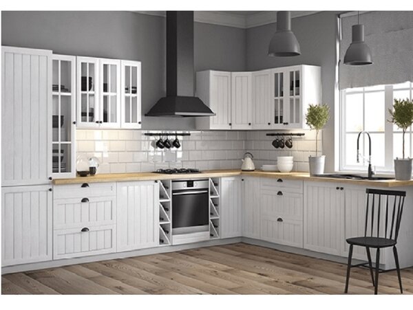 HezkýNábytek.cz Dolní kuchyňská skříňka D40S1 Provense (bílá + sosna andersen) (L). 1017386