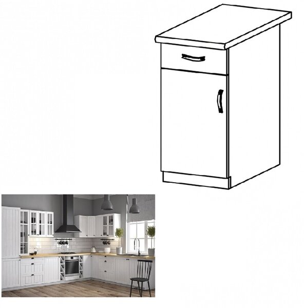 Dolní kuchyňská skříňka D40S1 Provense (bílá + sosna andersen) (L). 1017386