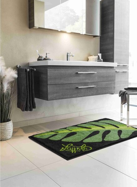 GRUND LEAF - Koupelnová předložka zelená Rozměr: 60x100 cm