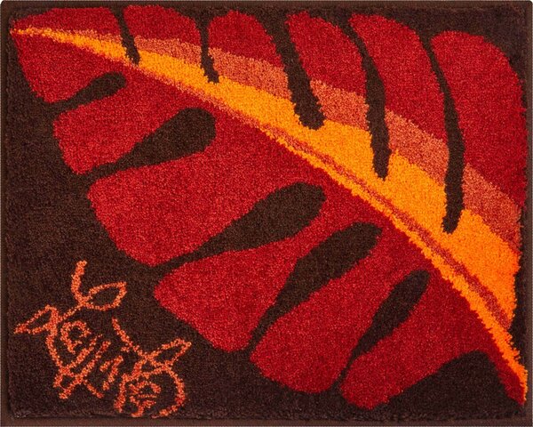GRUND LEAF - Koupelnová předložka oranžová Rozměr: 60x100 cm