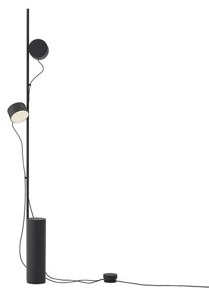 Stojací Lampa Muuto, stmívatelné, Černá, Obývací pokoj, Kov