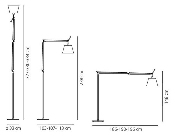 Stojací Lampa Artemide, stmívatelné, Metalická, Obývací pokoj, Hliník