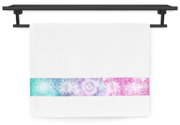 Ručník Veba RUJANA tisk Snové mandaly - akvarelová energie bílá Velikost: 30x50 cm