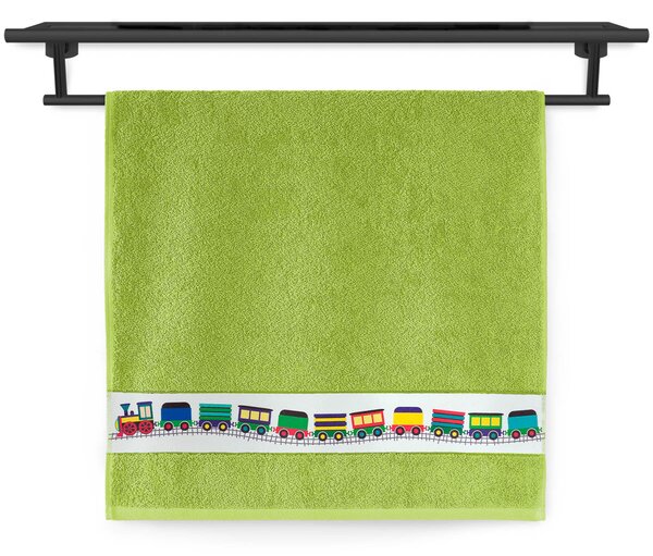 Dětský ručník Veba NORA tisk Mašinky sytá zelená Velikost: 50x100 cm